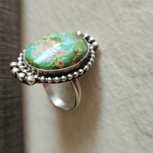 Beautiful Native American Navajo Handmade Sonoran Mountain Turquoise Ring 💙💍💚 - Picture 3 of 11